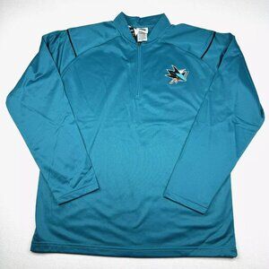 NEW NHL San Jose Sharks Men's Pullover Sweatshirt Quarter Zip Fleece Inside